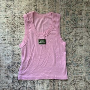 Daily Drills Ribbed Tank Top in Pink - Size XS/S